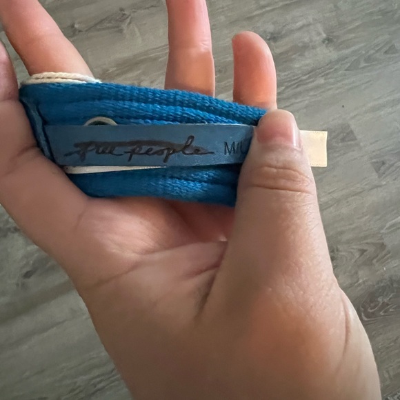 Free People Avril Grommet Leather Woven Extra-Long Belt in Cobalt Blue m/l - Picture 2 of 5